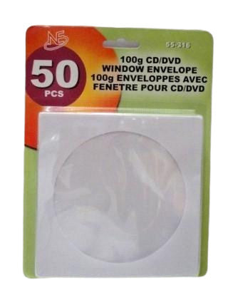 Cd/dvd Envelope Sleeves 50/pk White
