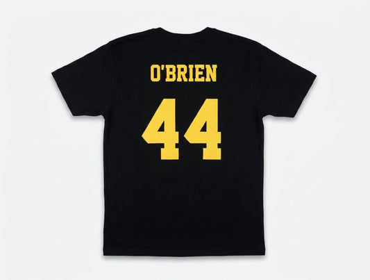 Back of the Brantford Bulldogs O'Brien draft tee with O'Brien and number 44