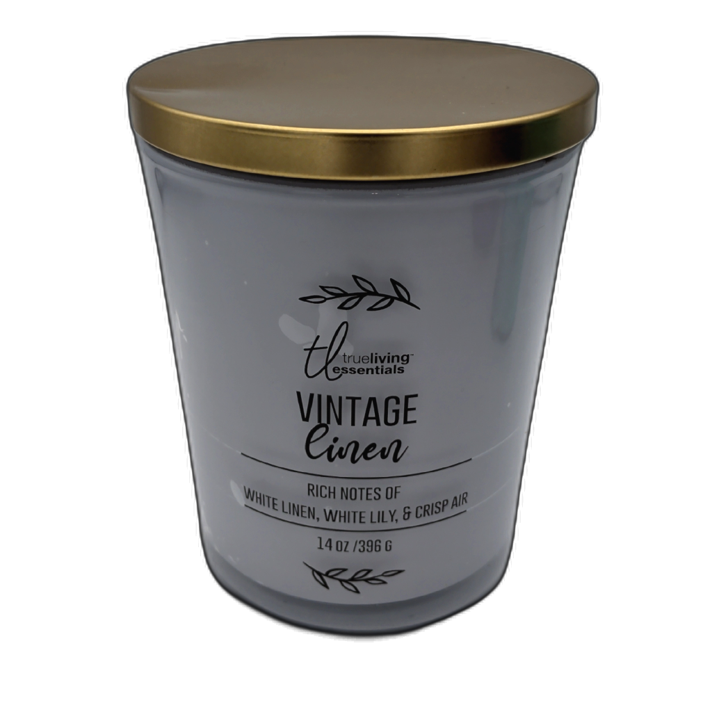 Jar Candle 14oz. Vintage Linen True Living Essentials