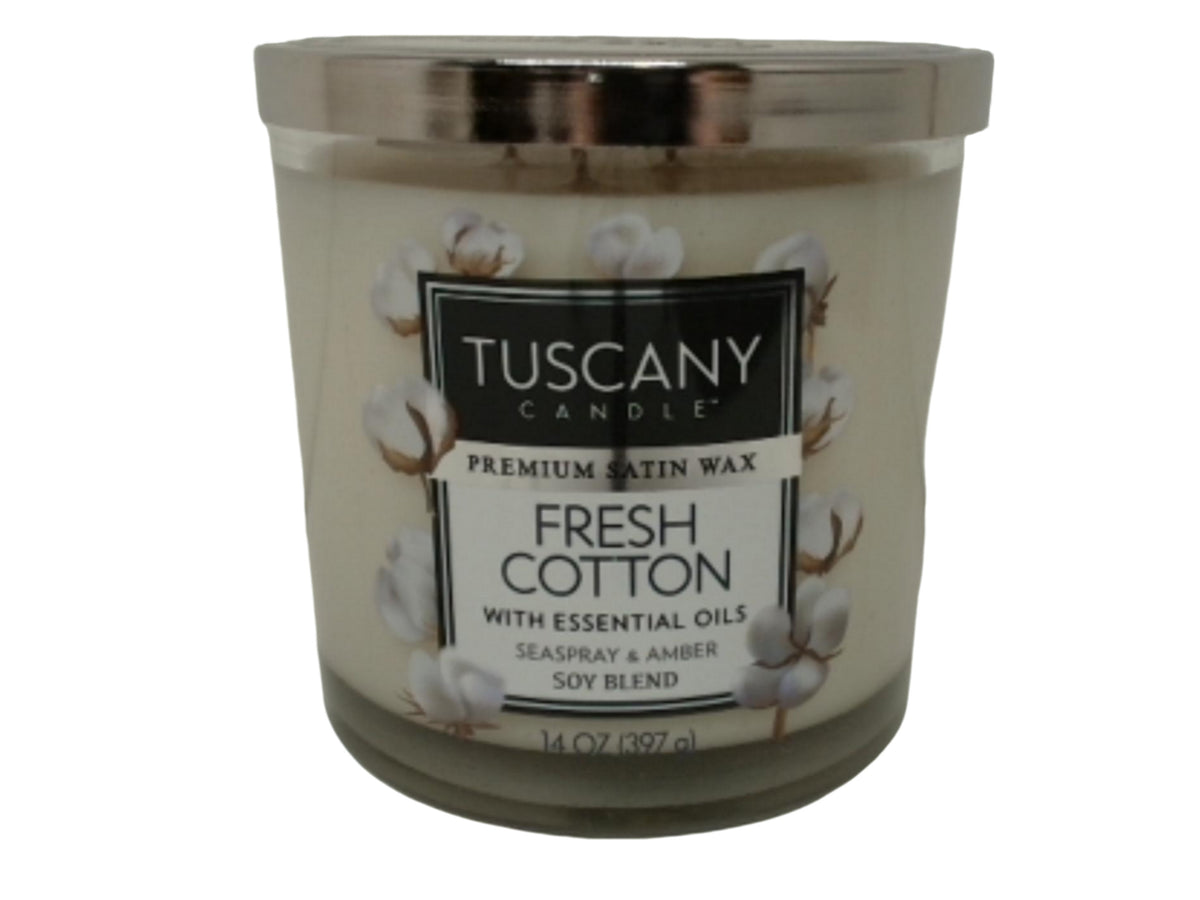 Jar Candle Tuscany 14oz. Fresh Cotton W/essential Oils Soy Blend