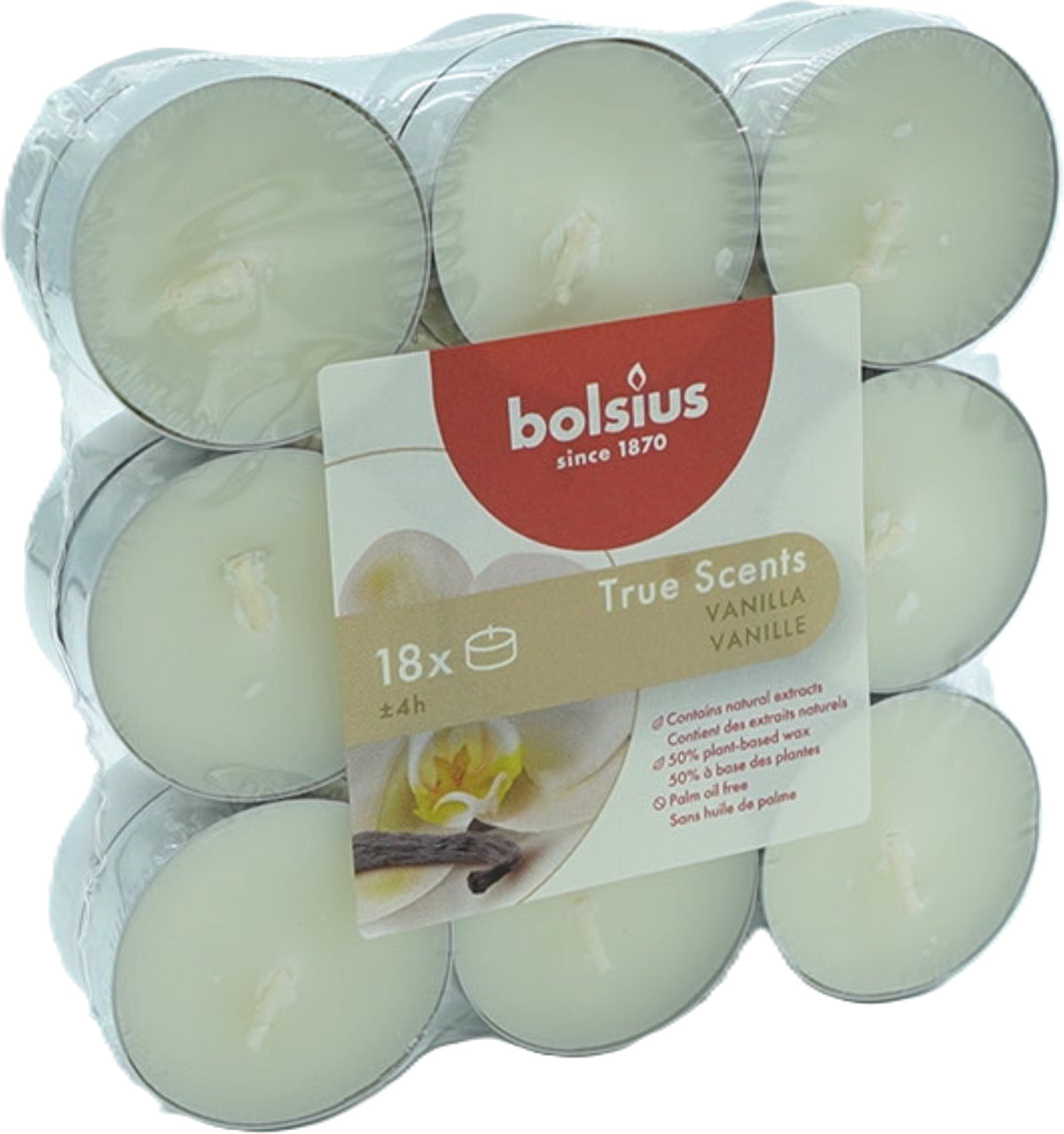 Bougies chauffe-plat 18 pc. True Scents Vanille Bolsius