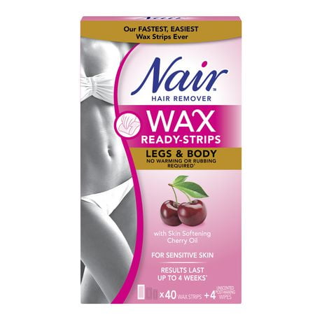 Nair Hair Remover Wax Ready-Strips Legs & Body 40pk. + 4 Post Waxing Wipes - Additional View