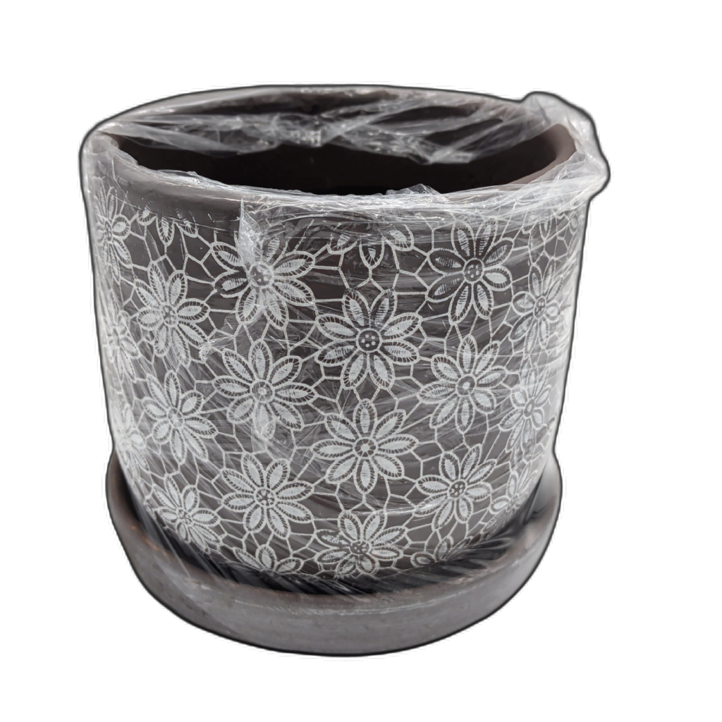 Planter w/Attatched Saucer Lavender 5.5" x 4.5"