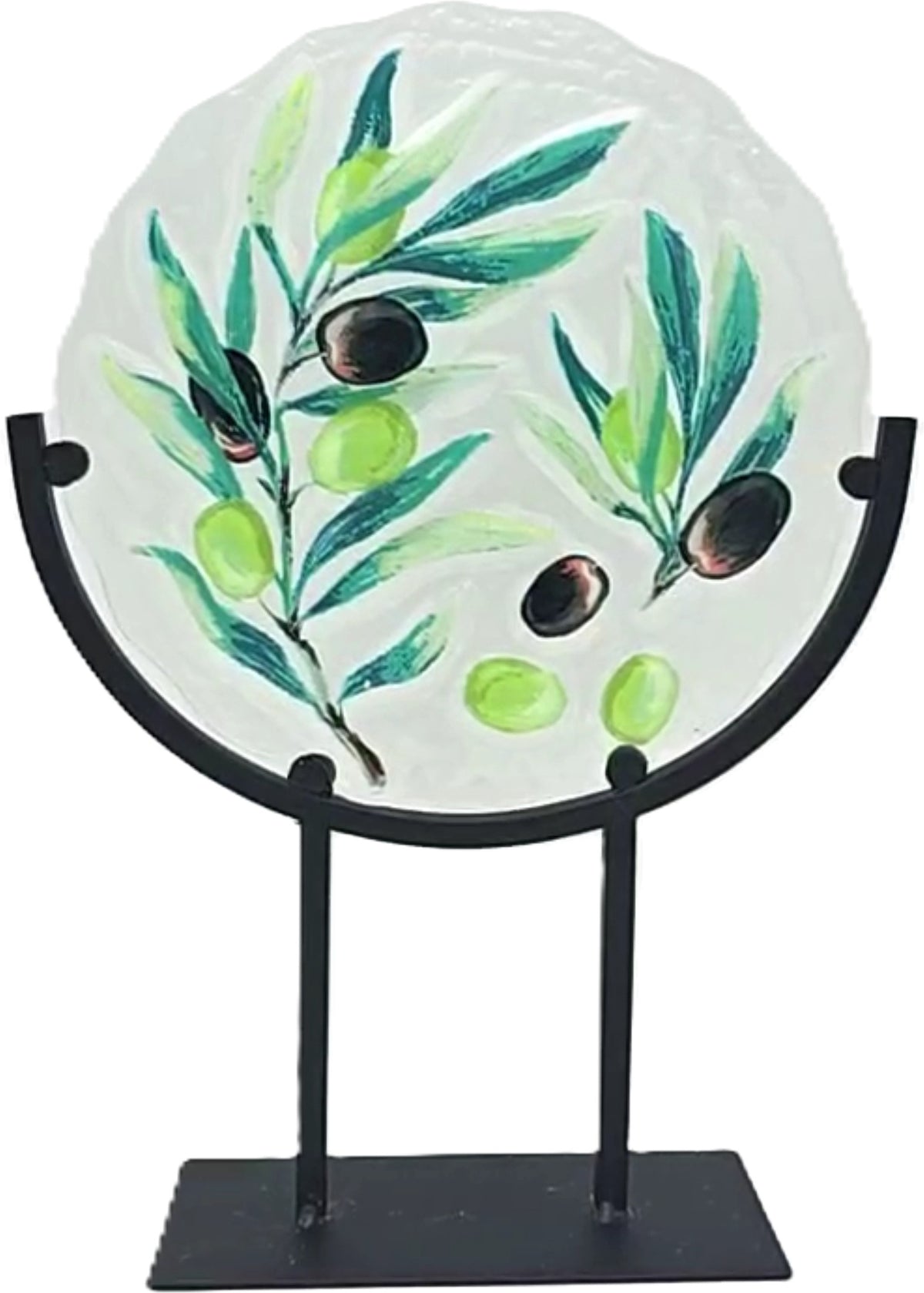 Table Décor Stained Glass On Stand Olives 8.75" x 12.5" Place & Time