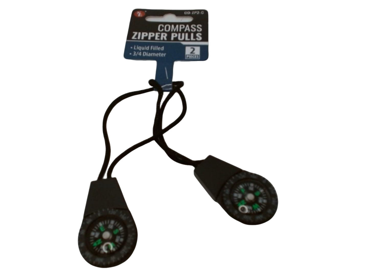 Compass Zipper Pulls 2pk. Liquid Filled 3/4" Diameter