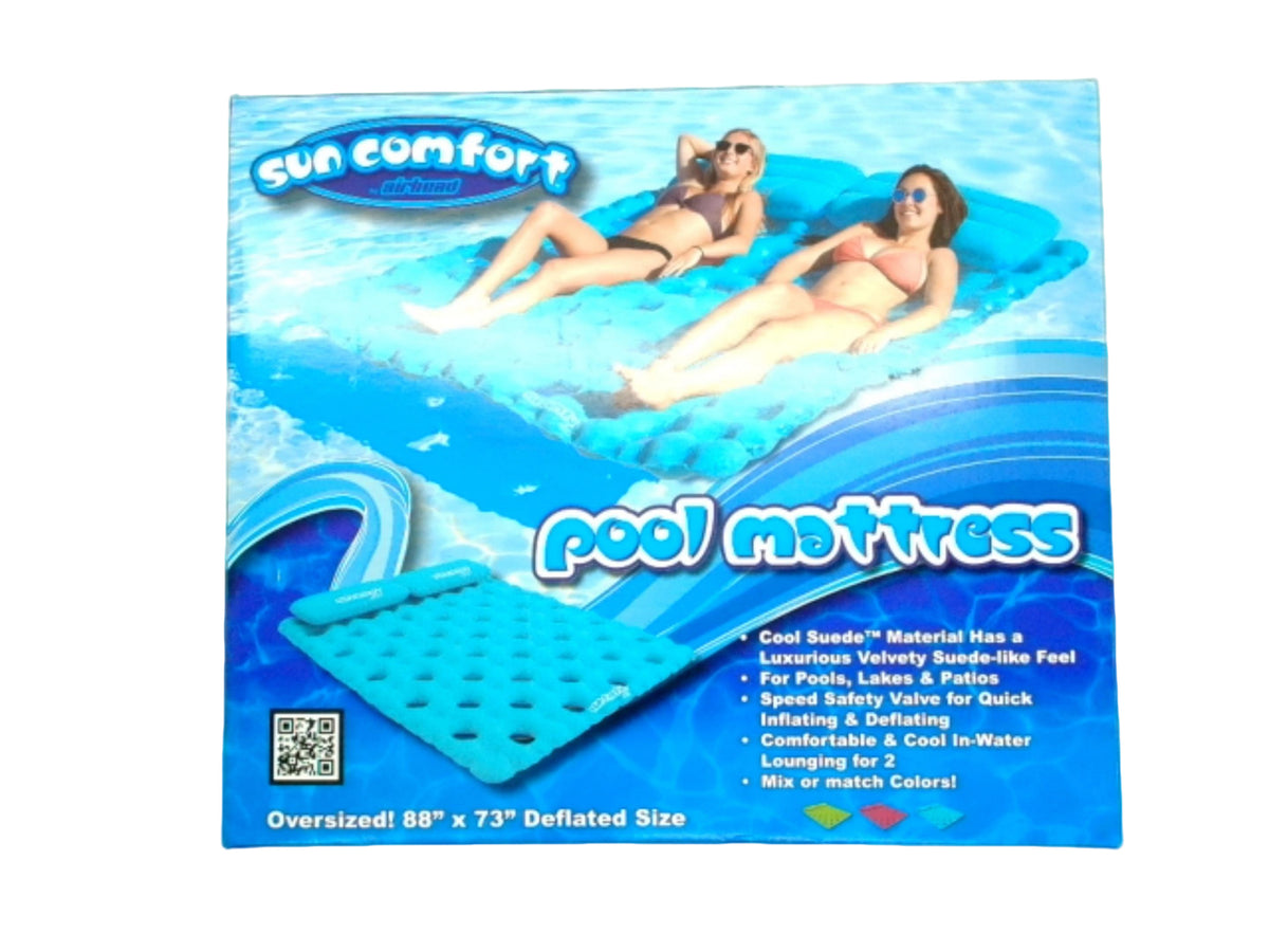 2 Person Pool Mattress 88" x 73" Sapphire Blue Sun Comfort