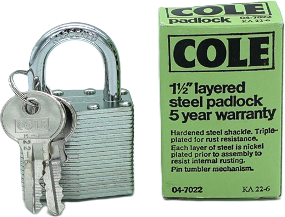 1.5" Layered Steel Padlock Keyed Alike Cole