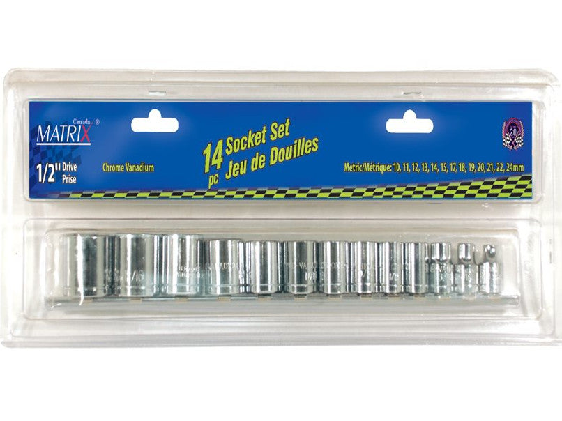 Shallow Socket Set Metric 14 Pc 3/8"