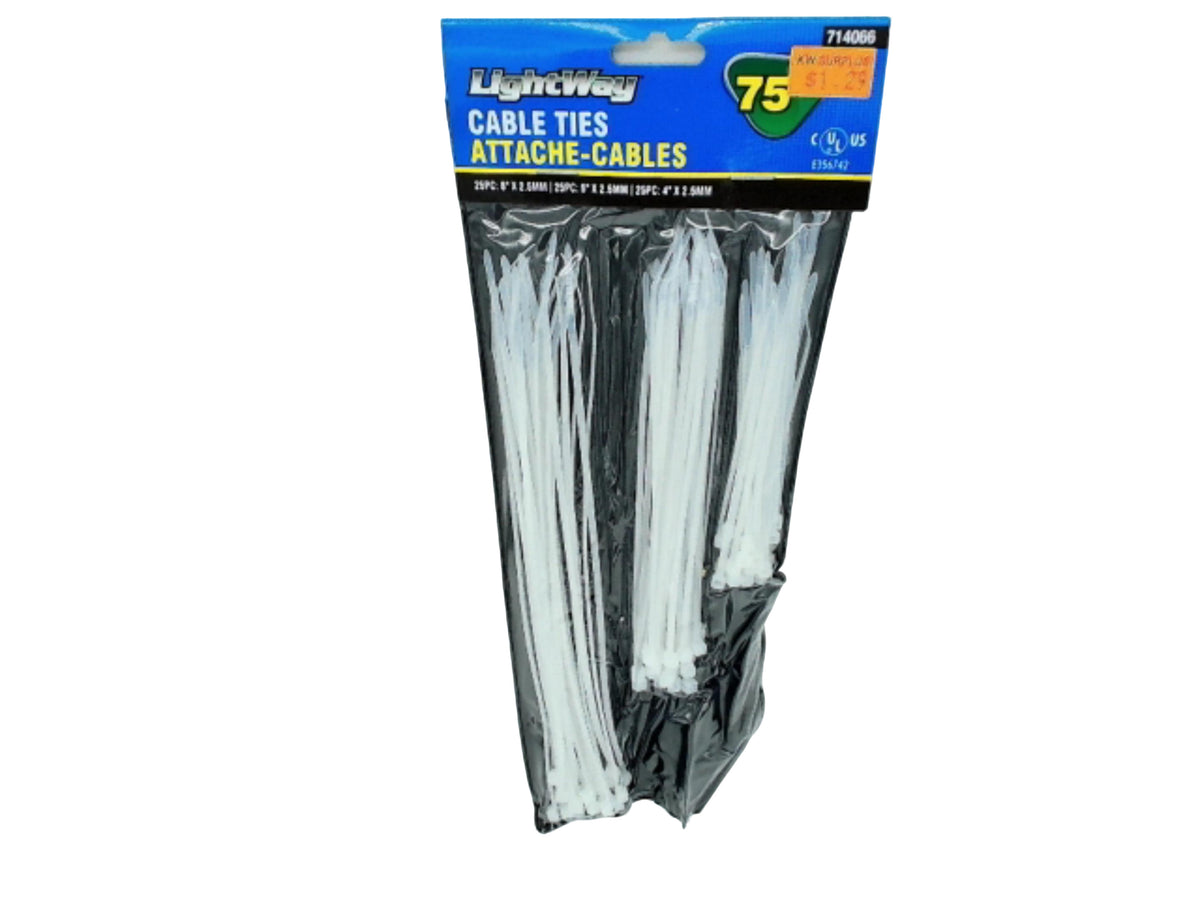 Cable ties 75 pc 4 5 and 8 inch