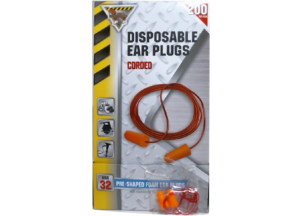 Disposable Foam Ear Plugs Corded Pre-Shaped NRR 32 (3 for $1.00)