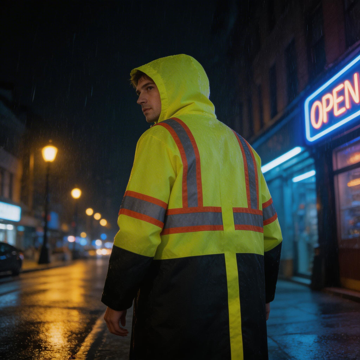 Hi-Vis Safety Rain Coat Large Sturrdi - Additional View