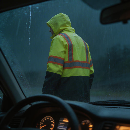 Hi-Vis Safety Rain Coat Large Sturrdi - Additional View