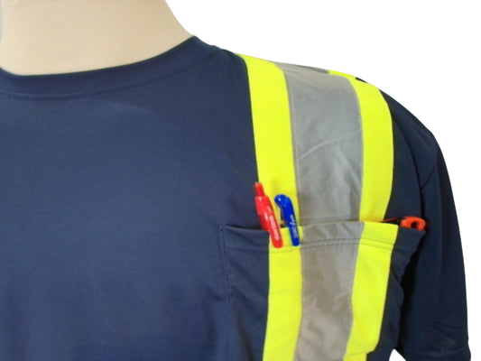 High Viz Safety T-Shirt Navy Blue XL - Additional View