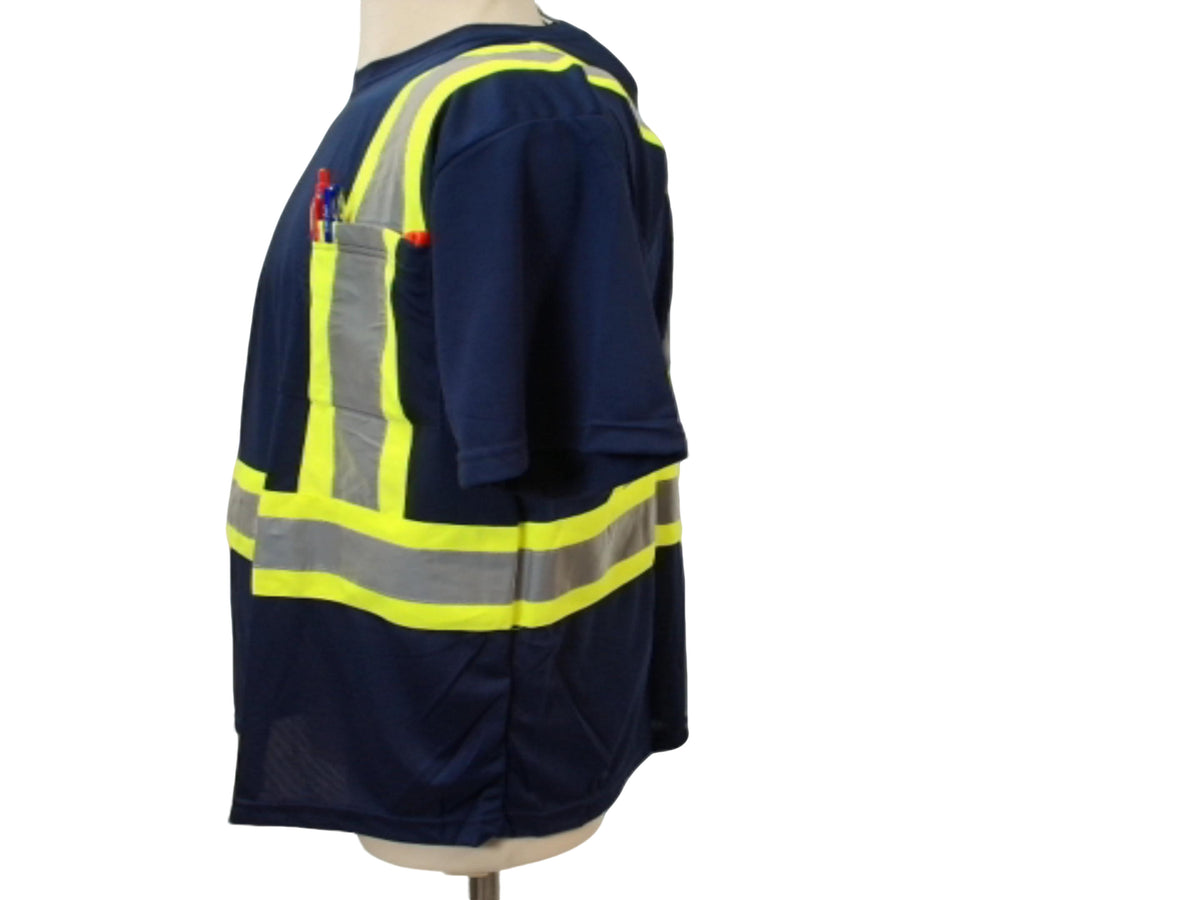 High Viz Safety T-Shirt Navy Blue XL - Additional View