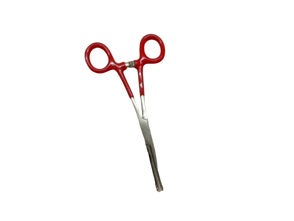 Forceps Straight Locking 6-1/4" w/Red Insulated Handles