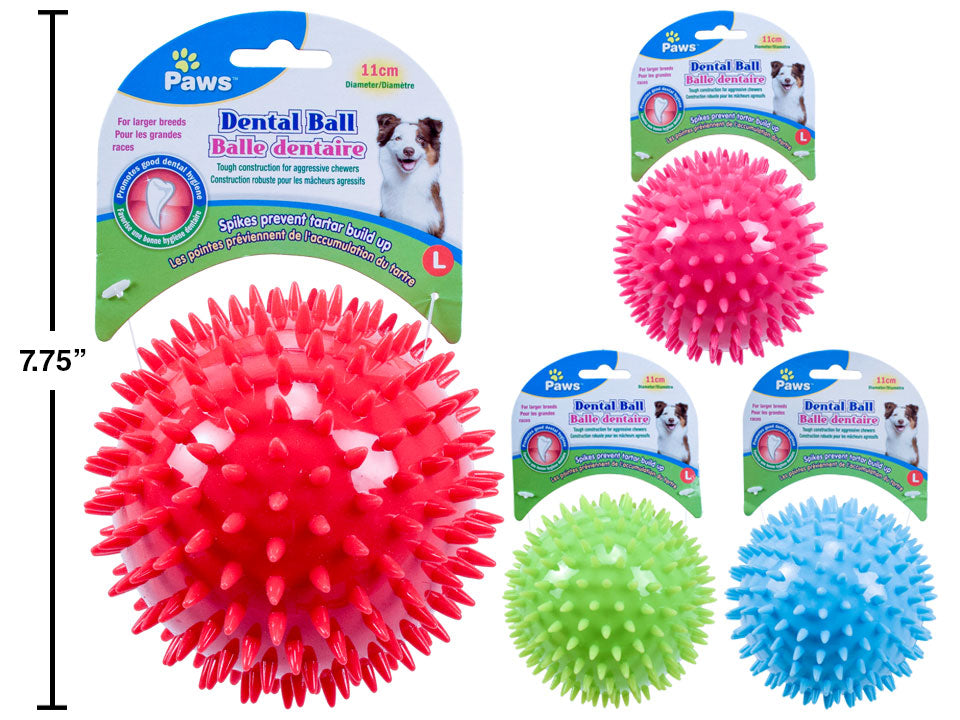 Round Dental Ball, 4.3" Dia. 4 colours - Paws