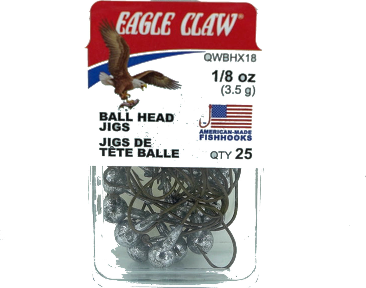 Ball Head Jigs 1/8 Oz. 25pk. Unpainted Eagle Claw
