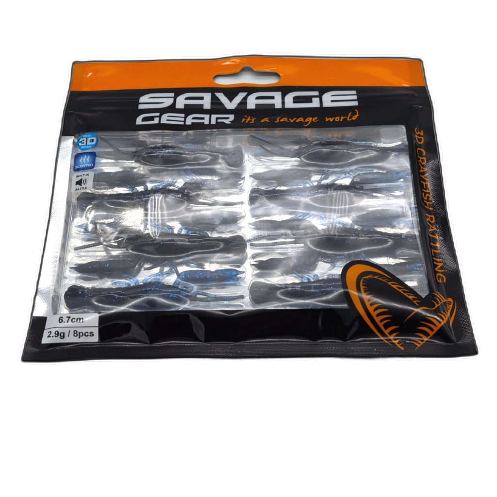 Écrevisses 3D à cliquetis 8pcs. 6.7cm 2.9g. Blue Black Savage Gear