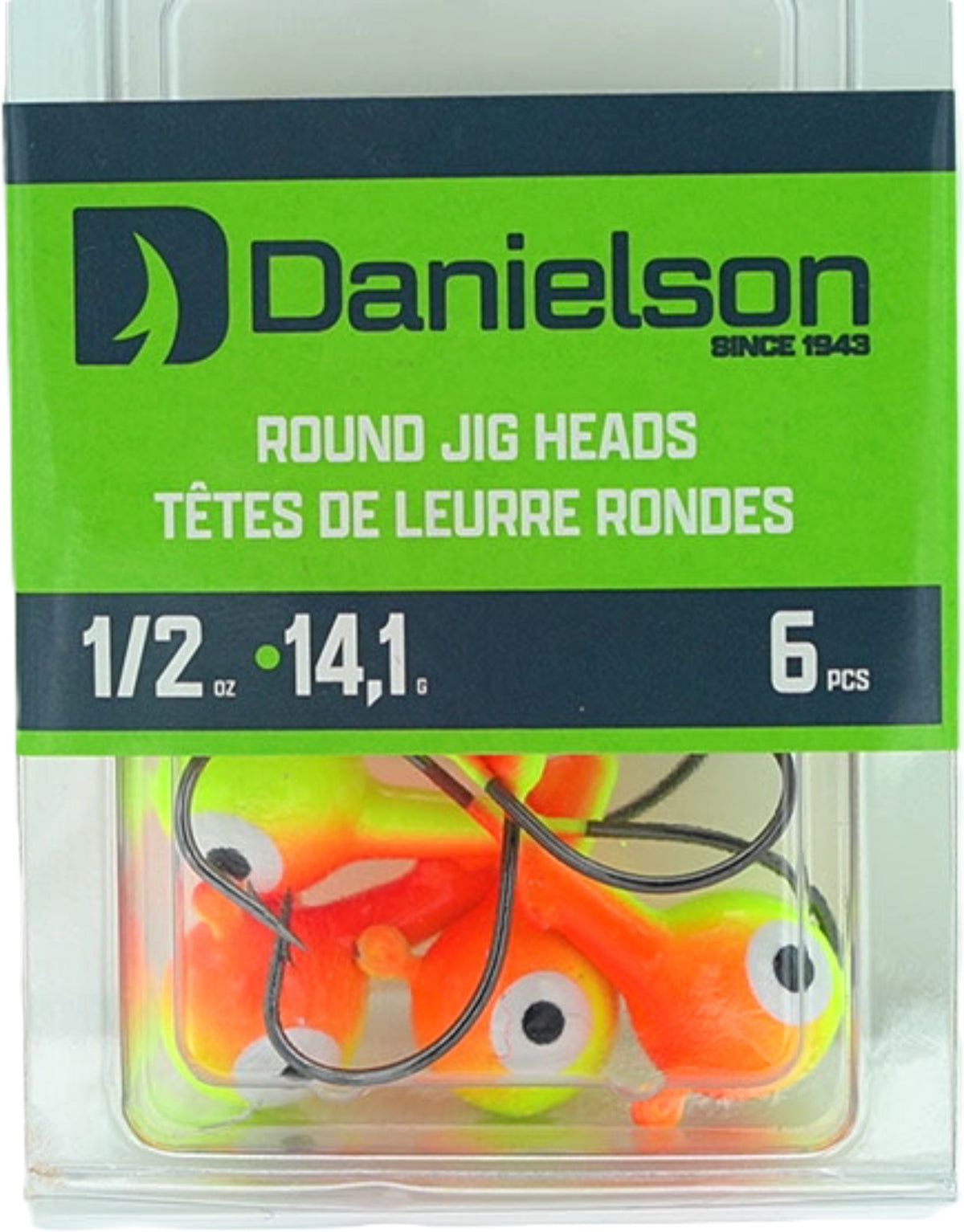 Round Jig Heads 1/2oz. 6pk. Sunrise Danielson