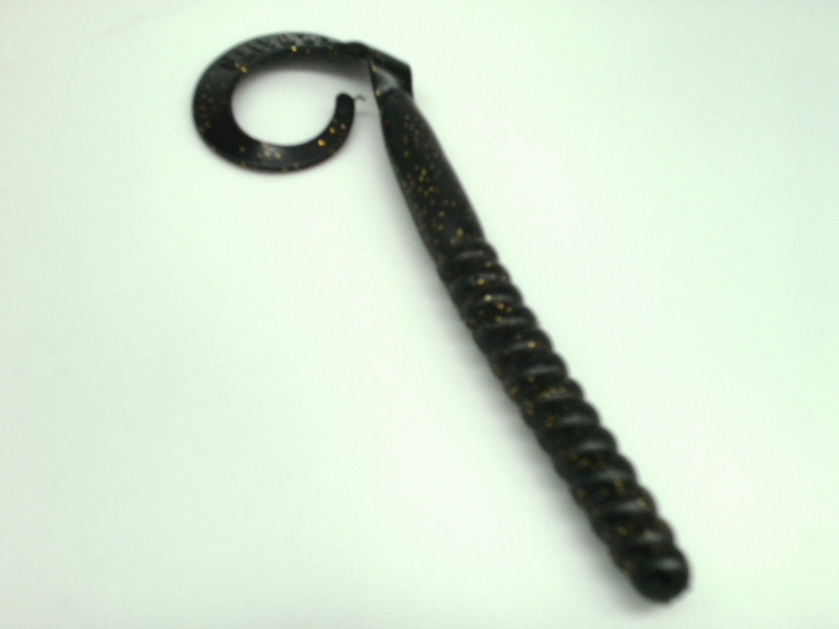 Ribbon Tail Worms 10pk. 7" Black Gold Flake Apex Tackle - Additional View