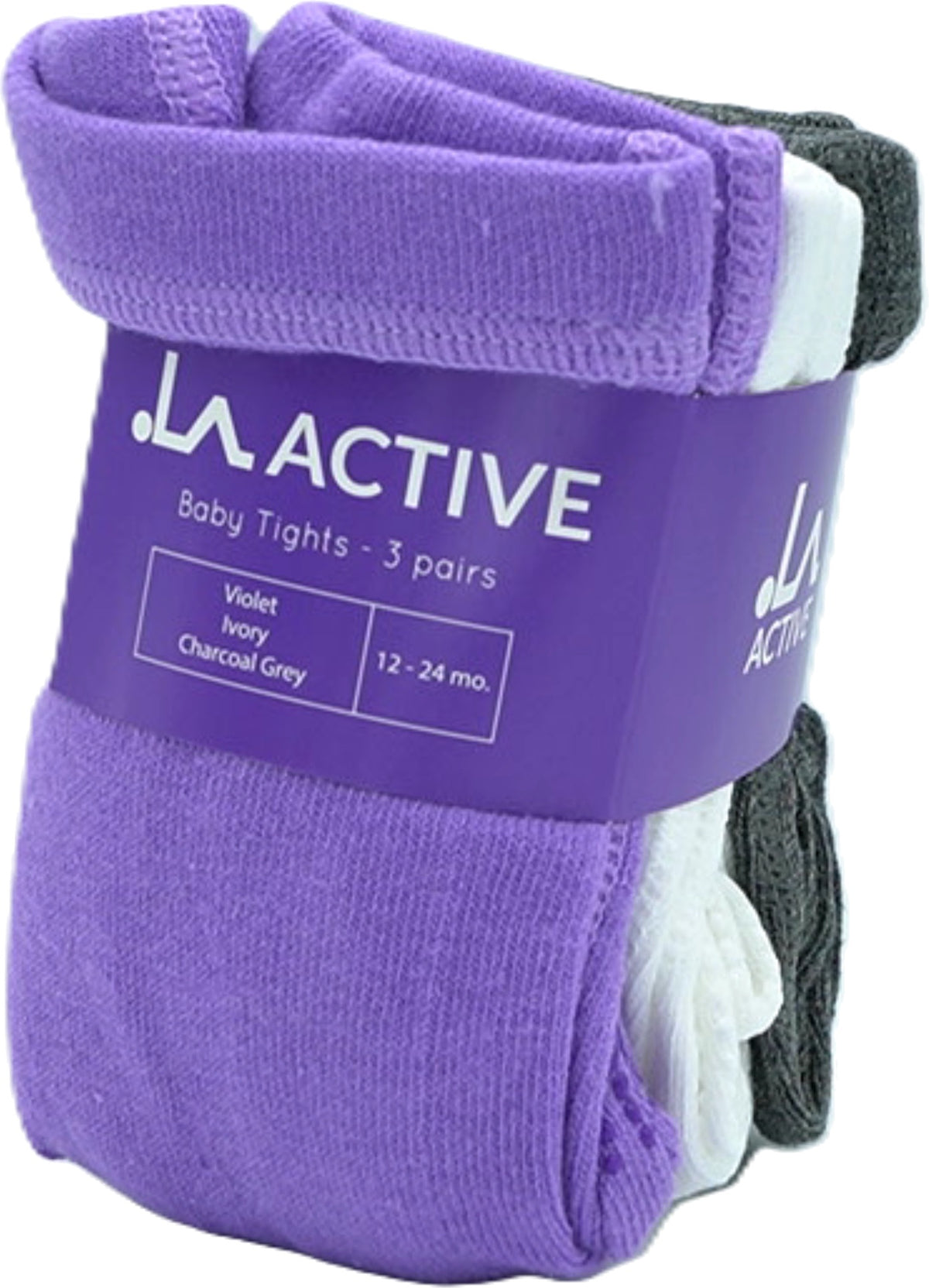Baby Tights 3pk. Violet, Ivory, Charcoal Grey 12 - 24 Months La Active
