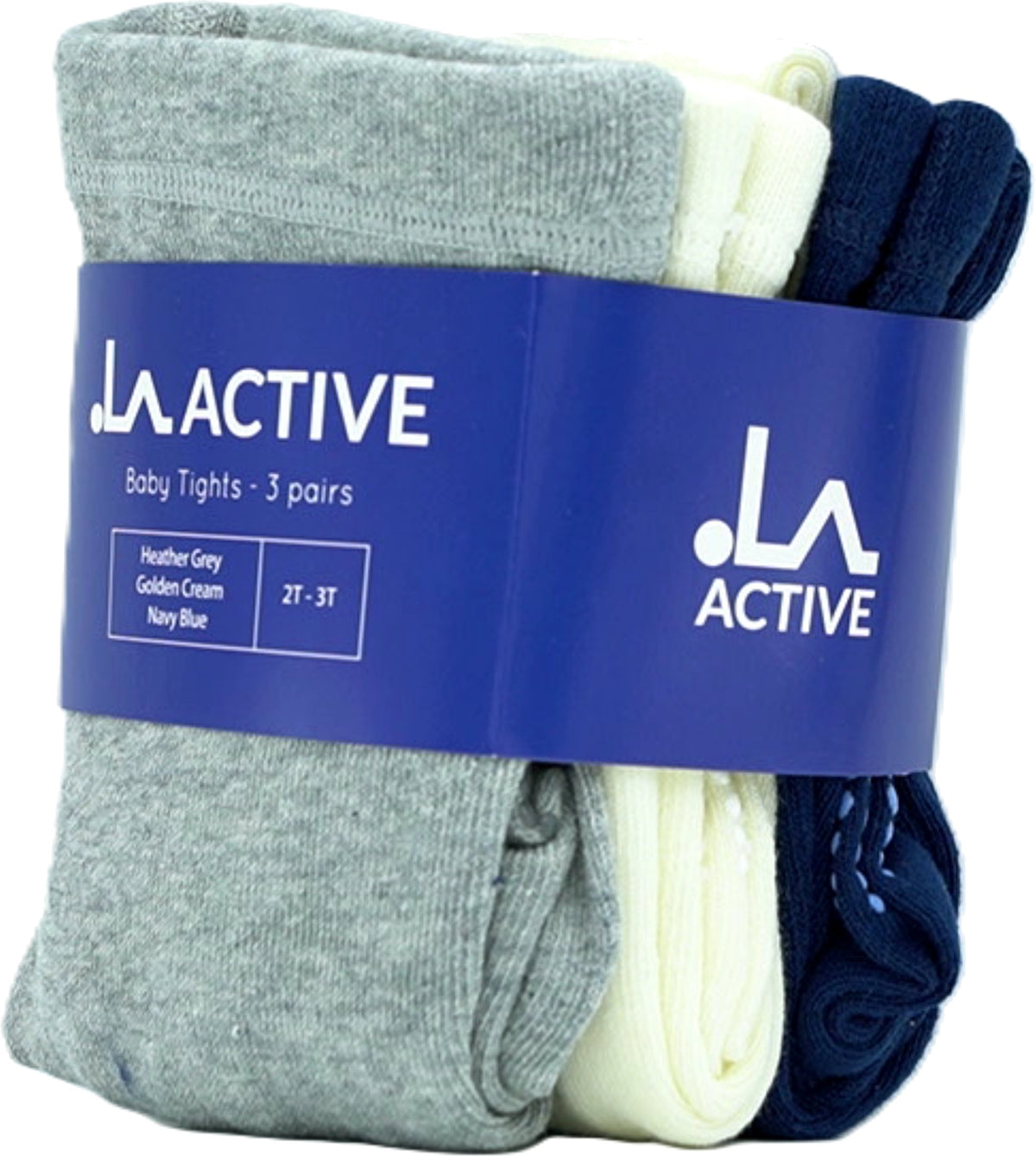 Baby Tights 3pk. Heather Grey, Golden Cream, Navy Blue La Active