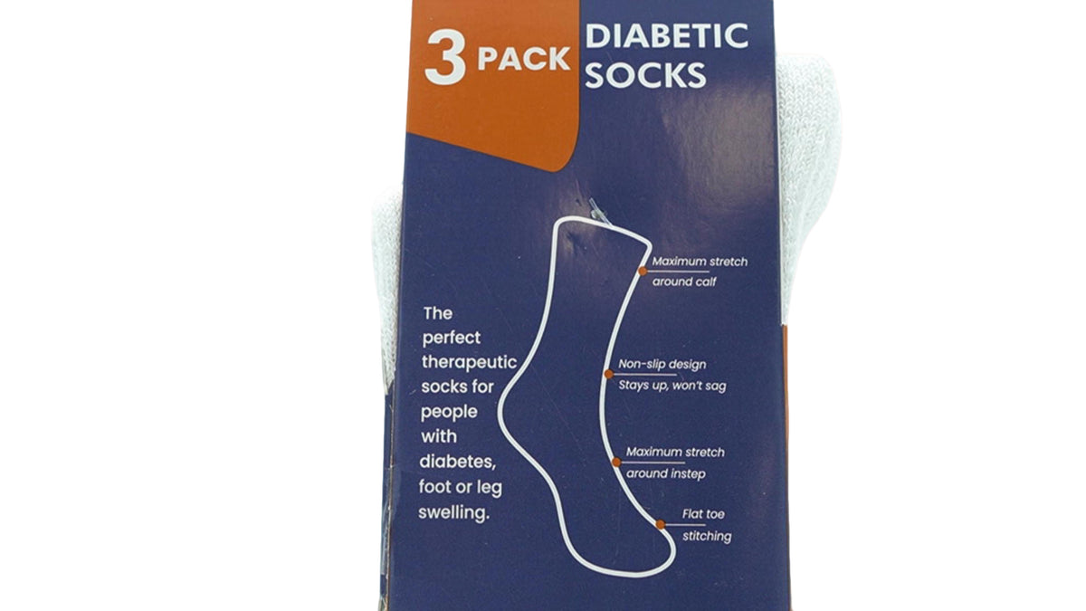 Diabetic Socks 3pk. White Size 10-13 - Additional View