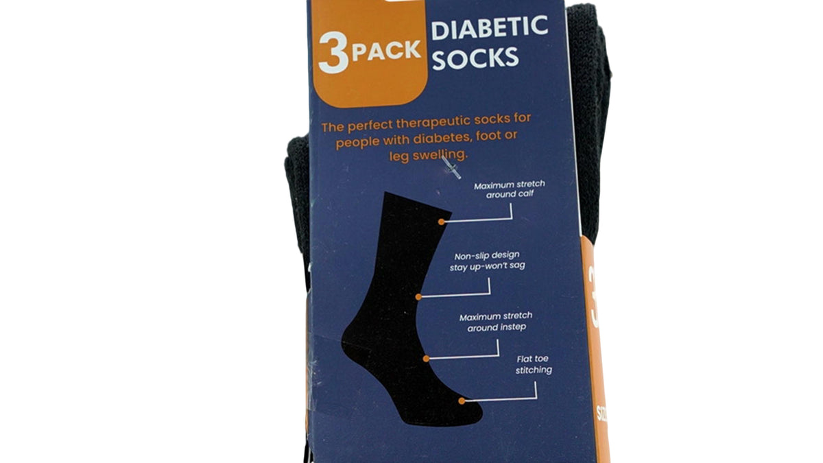 Diabetic Socks 3pk. Black Size 10-13 - Additional View