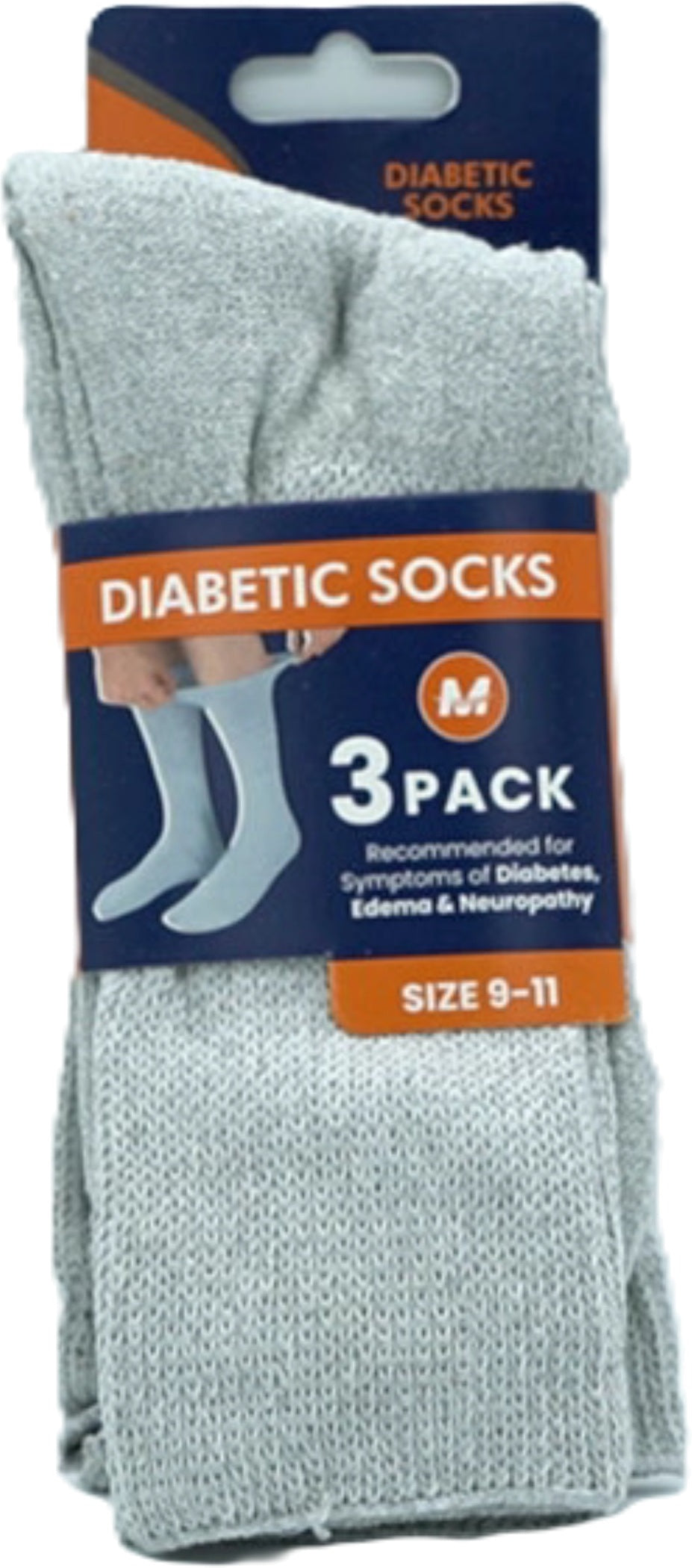 Diabetic Socks 3pk. Grey Size 9-11