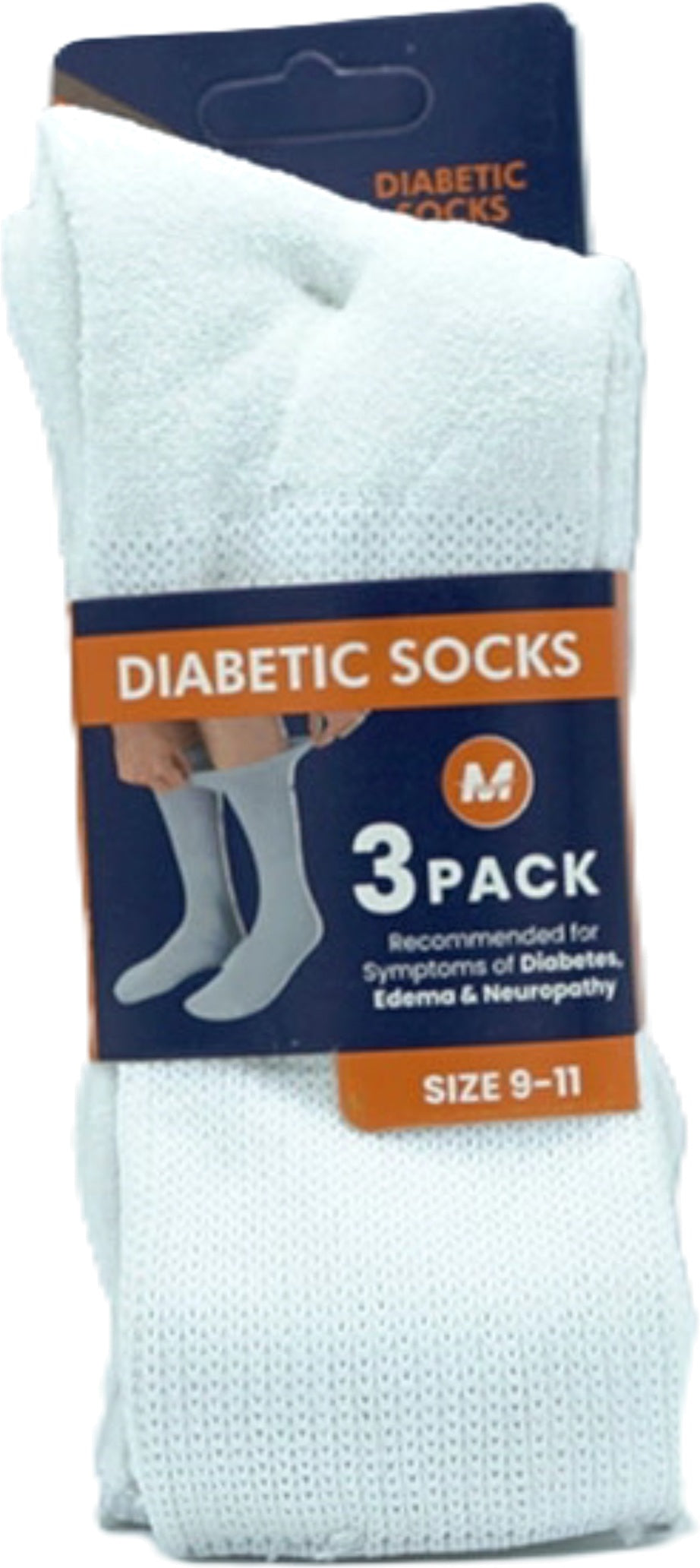 Diabetic Socks 3pk. White Size 9-11