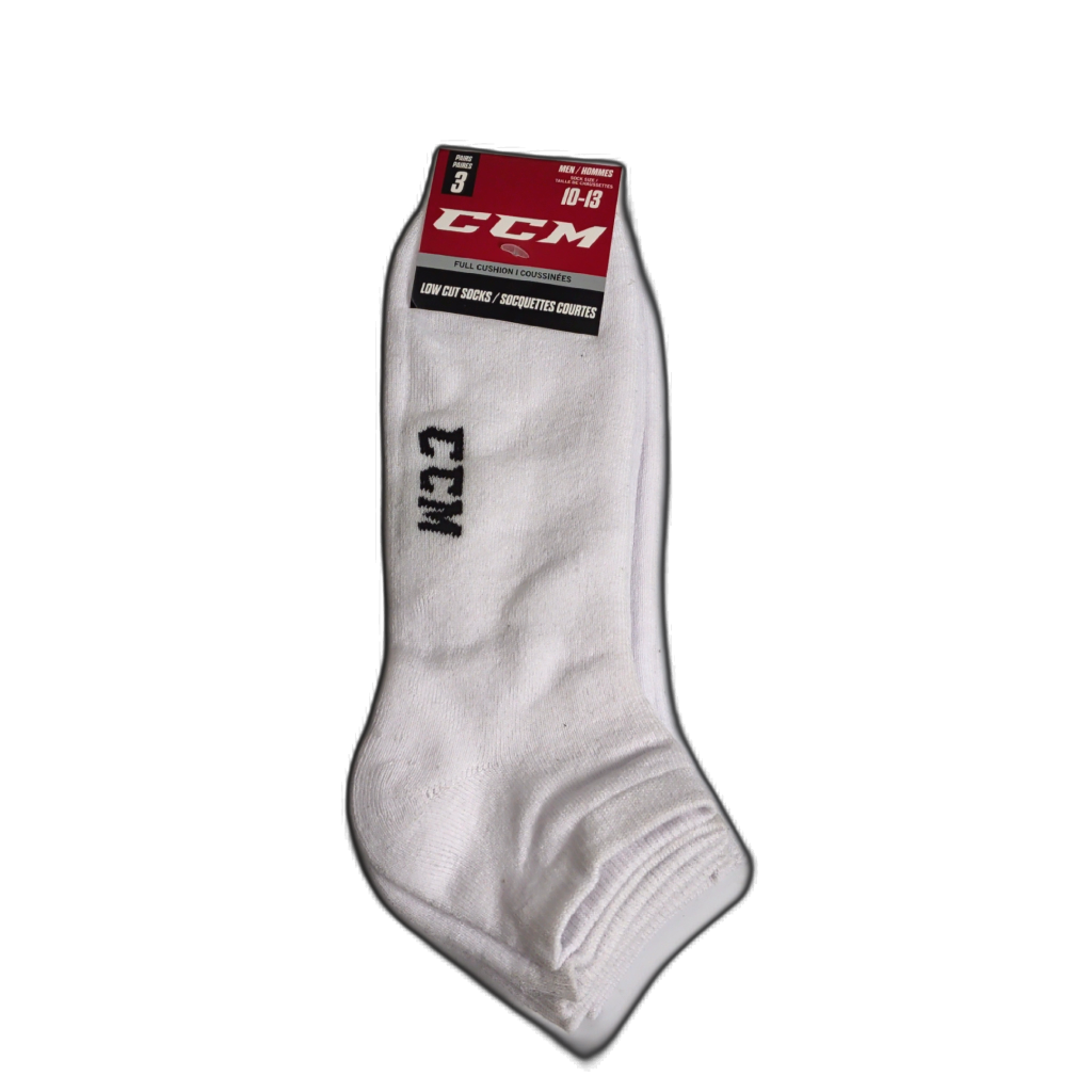 Men's Low Cut Socks 3pk. White Size 10-13 Ccm