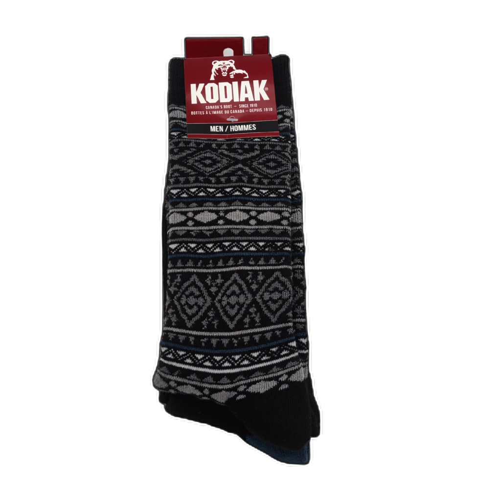 Men's Boot Socks 2pk. Size 10-13 Black Kodiak