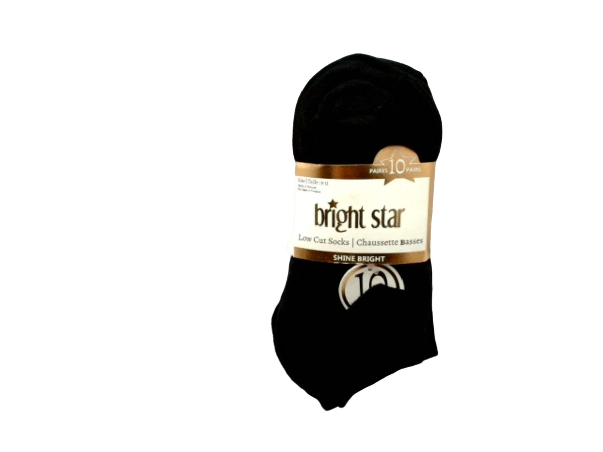 Socks Women's Low Cut 10pk. Black/White Bright Star