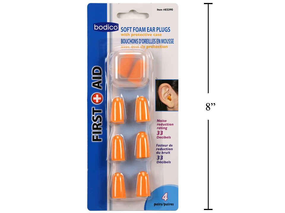 Bouchons d'oreille 4 paires avec étui trousse de premiers soins Bodico