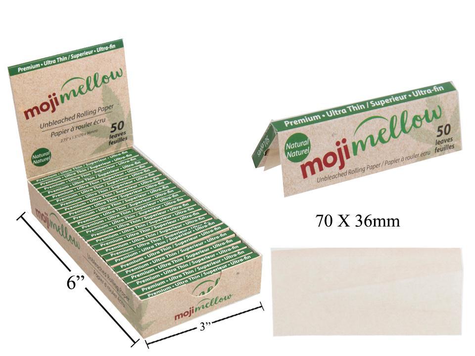 Rolling Papers 50pc Unbleached Booklet 70x36mm. Moji Mellow