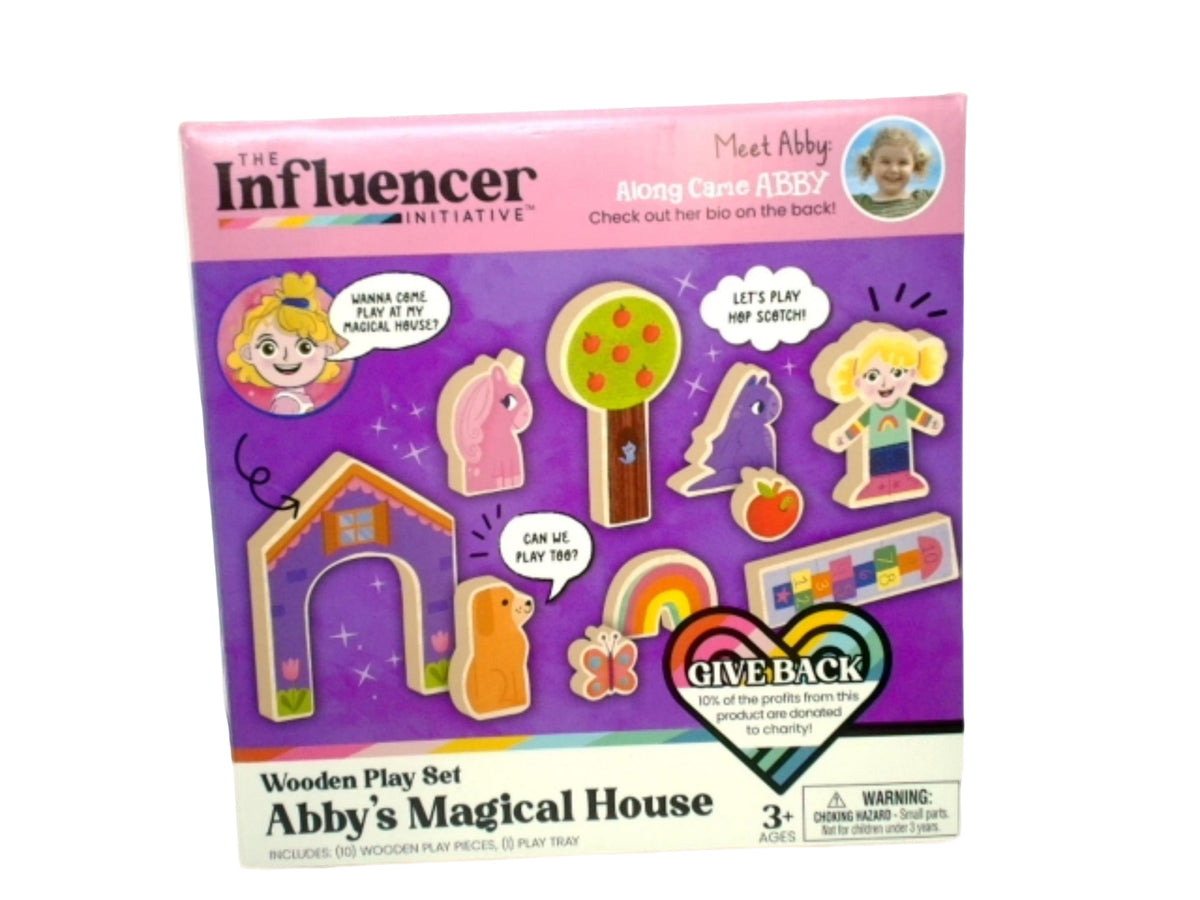 Coffret de jeu en bois La Maison Magique d'Abby 10 pièces avec plateau de jeu