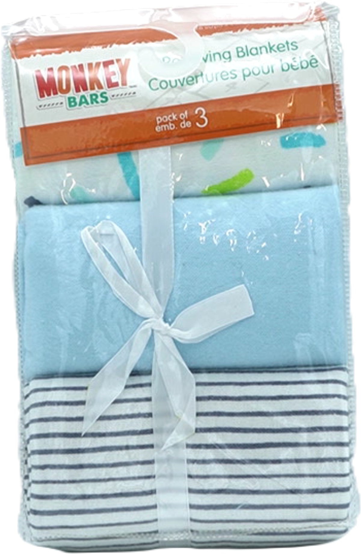 Receiving Blankets 3pk. 28" x 28" Blue Colours Monkey Bars