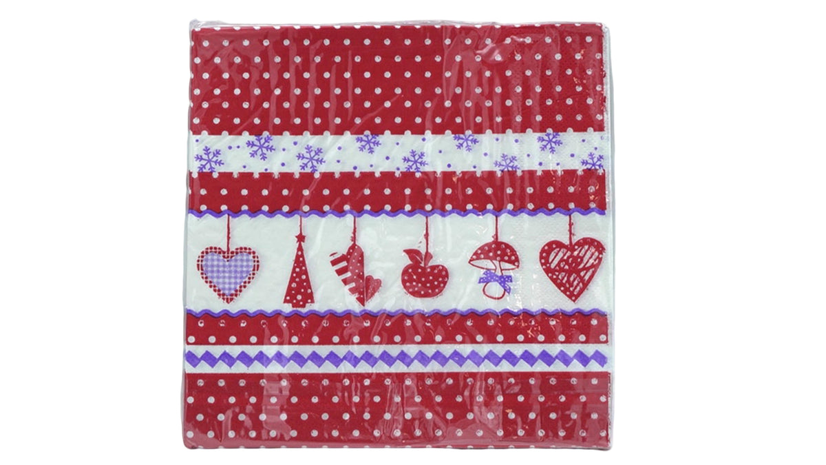 Christmas Serviettes Red Polka Dot Ornaments
