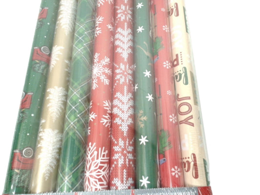 Xmas Gift Wrap Assortment 8 Rolls 30" x 86.4" Holiday Time (ENDCAP)(Or 2/$8.99) - Additional View