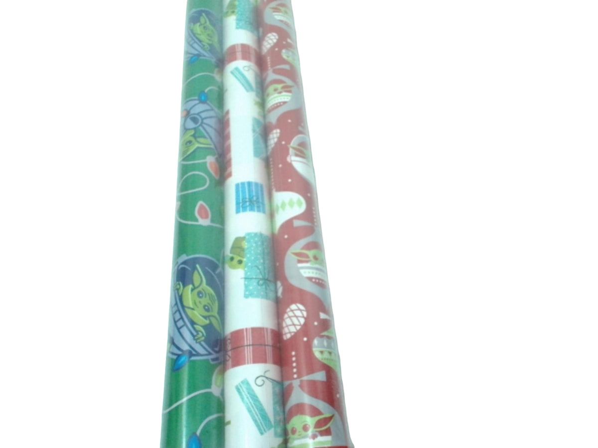 Xmas Gift Wrap 3 Rolls 60sq. ft. Star Wars The Mandalorian Assorted (ENDCAP) - Additional View