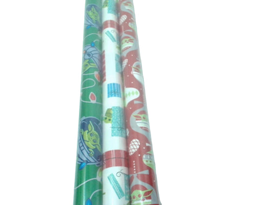 Xmas Gift Wrap 3 Rolls 60sq. ft. Star Wars The Mandalorian Assorted (ENDCAP) - Additional View