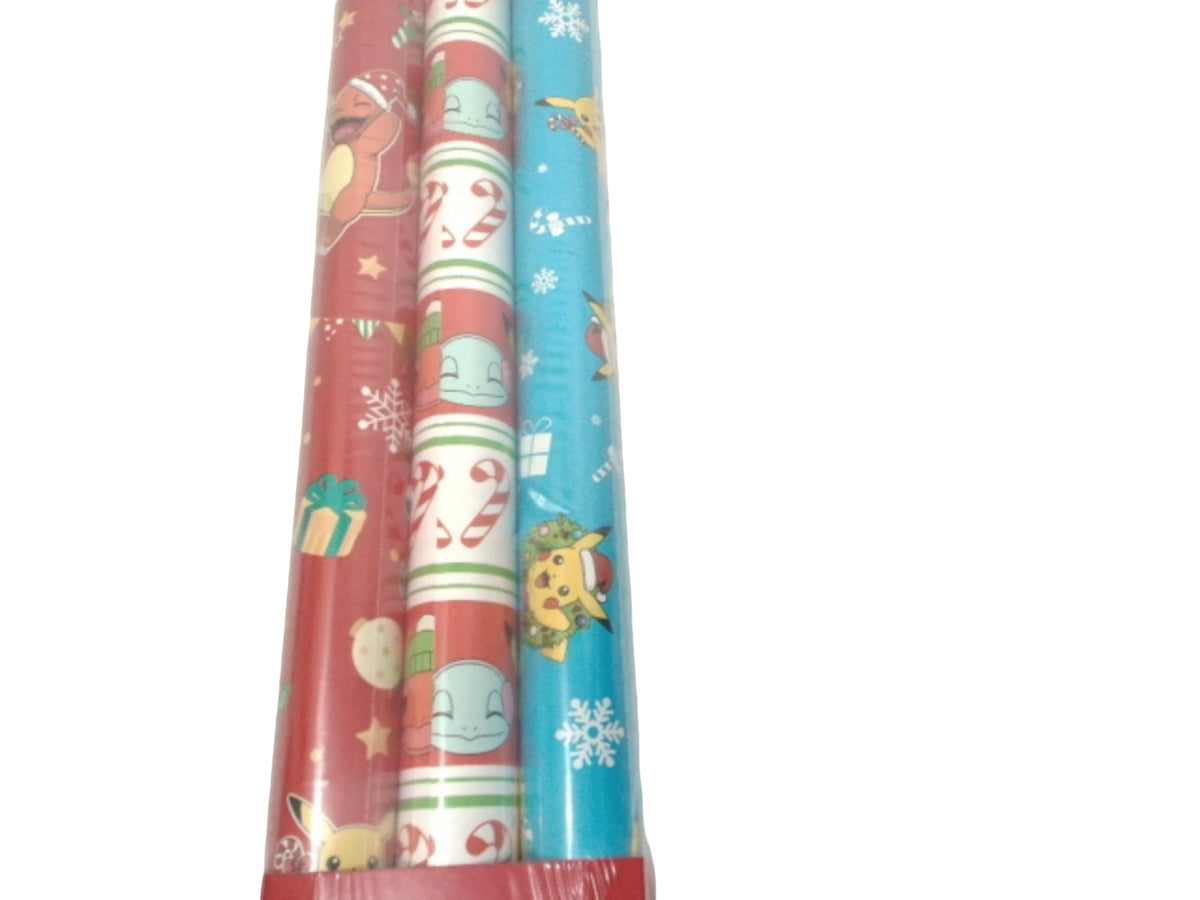 Xmas Gift Wrap 3 Rolls 60sq. ft. Pokemon Assorted (ENDCAP) - Additional View