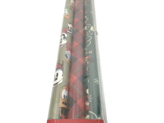Xmas Gift Wrap 3 Rolls 60sq. ft. Disney Mickey Mouse Assorted (ENDCAP) - Additional View