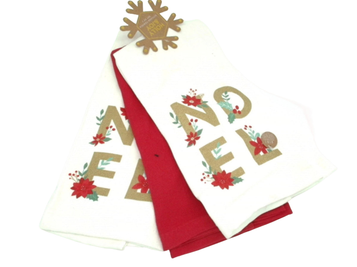 Kitchen Towels Xmas Set Of 3 Holly & Joy
