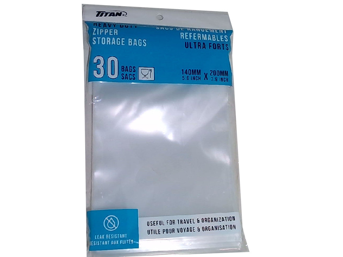 Sacs de rangement à fermeture éclair résistante 140x200mm lot de 30 Titan