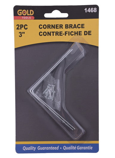 Corner brace with screws 3" 2 pc