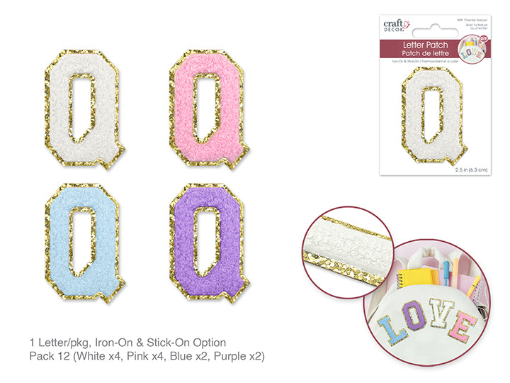 2.5" Iron-On Letter/Sticker Patch 3D Chenille Q