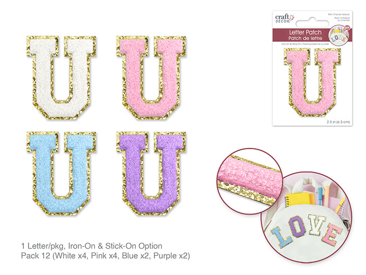 2.5" Iron-On Letter/Sticker Patch 3D Chenille U