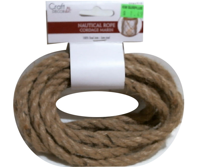 Nautical Rope Jute Braided 10mm.x 2.8m