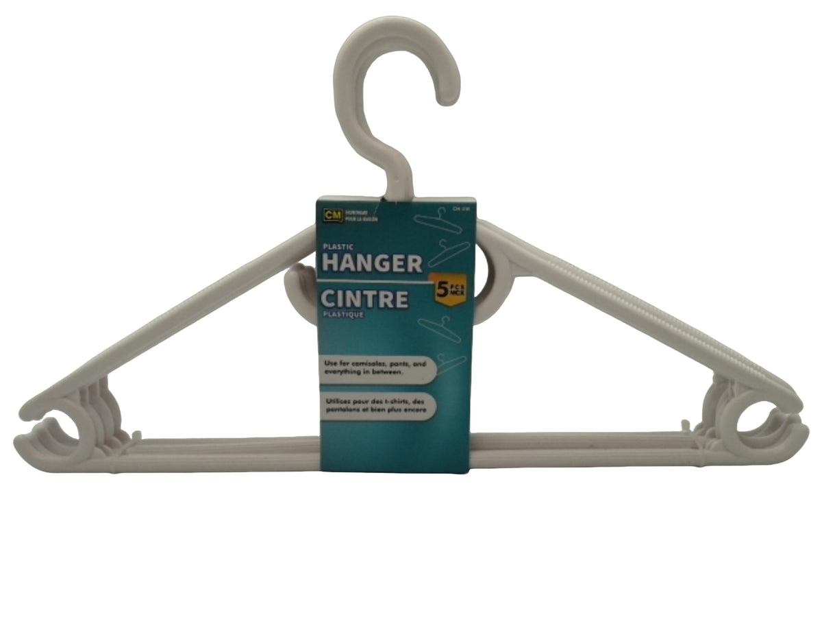 cintre en plastique - 5 pièces blanc
